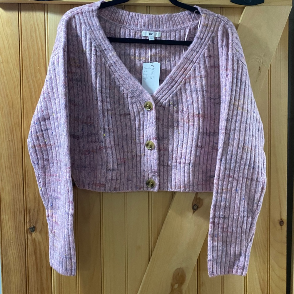 BP Pink Button-Up Ribbed Cardigan NWT - Picture 2 of 5